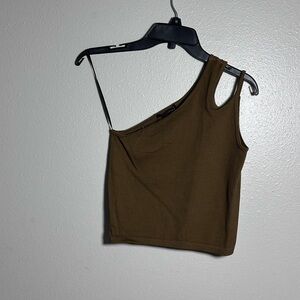 Mixed Threads Women One Shoulder Brown Top Size S.‎